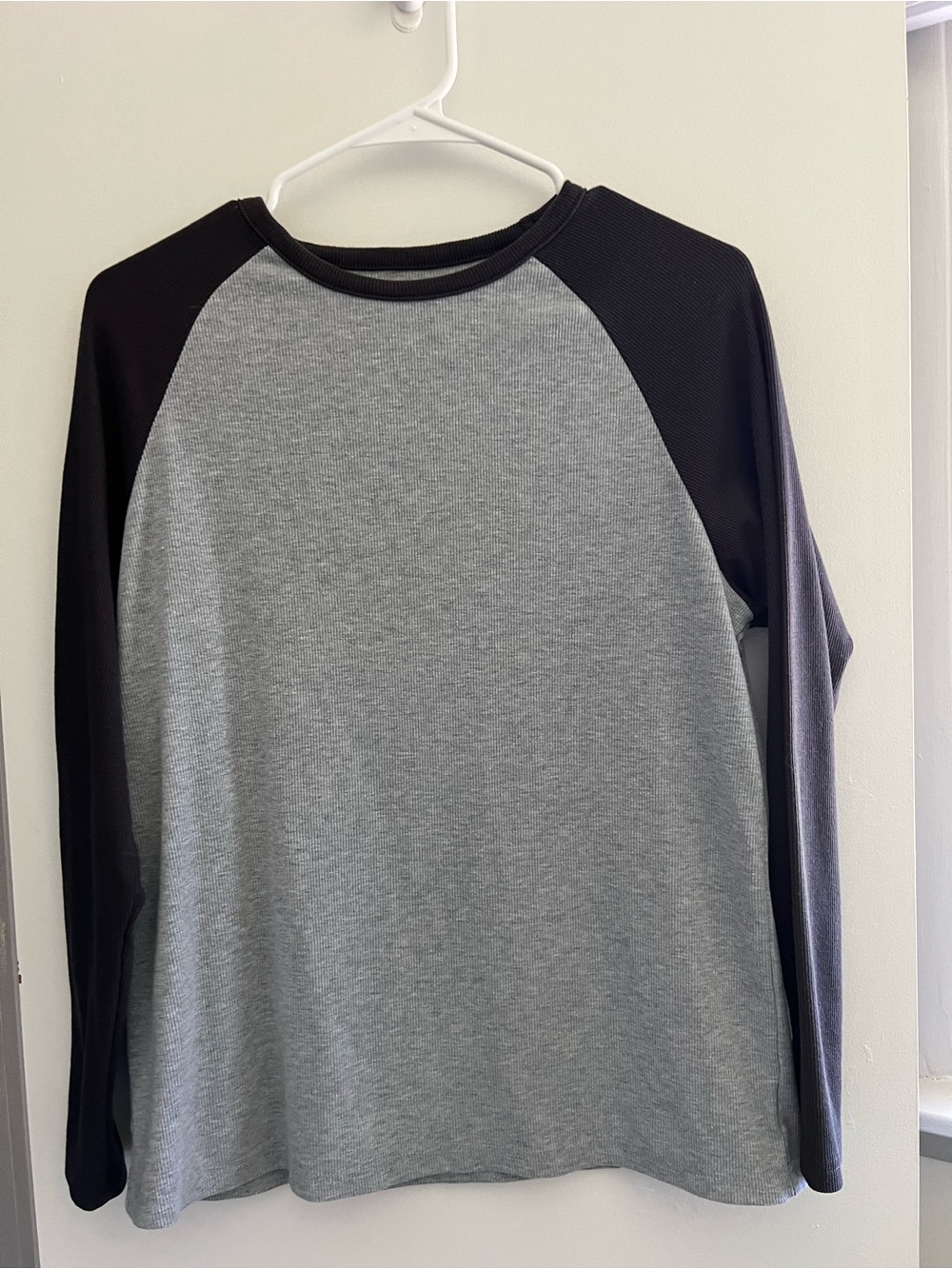 Women’s Grey and Black Raglan Quarter sleeve Shirt